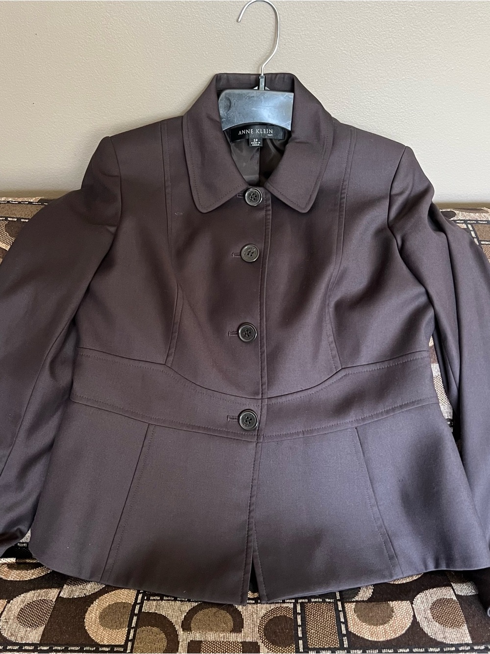 Anne Klein Brown Button-Front Tailored Blazer